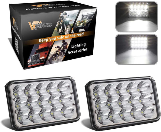 Partsam 4x6 LED Headlights for Heavy Duty Trucks and More