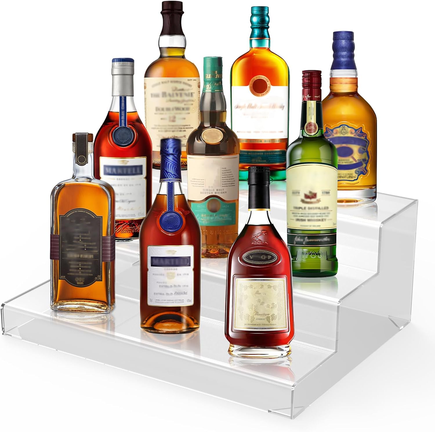 Liquor Bottle Display Shelf - Clear Acrylic Riser Stand for Bar