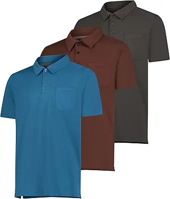 Real Essentials Men's Short Sleeve Pocket Polo Shirt for Golf