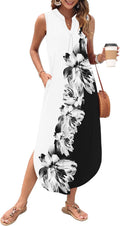 Womens Summer Casual Maxi Dresses Sleeveless V Neck - Easy Travel