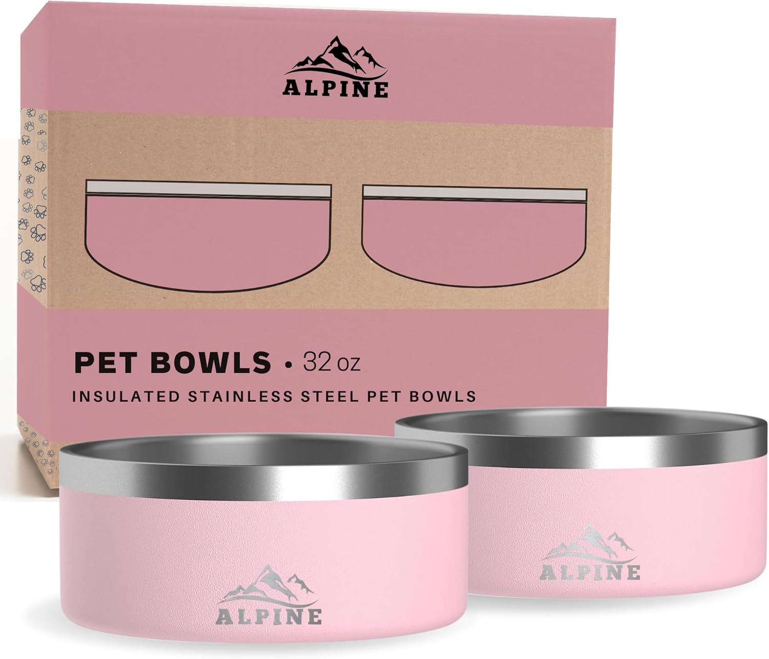 Alpine Set of 2 Stainless Steel Dog Bowls for Food and Water
