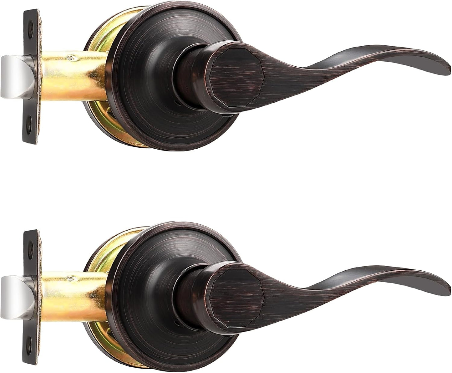 Probrico Wave Shape Passage Door Lever in Oil Rubbed Bronze Finish