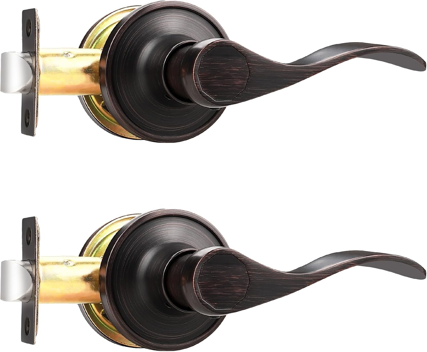 Probrico Wave Shape Passage Door Lever in Oil Rubbed Bronze Finish