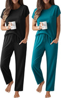 Ekouaer 2 Packs Pajamas for Women Set - Soft Cap Sleeve Lounge Set not