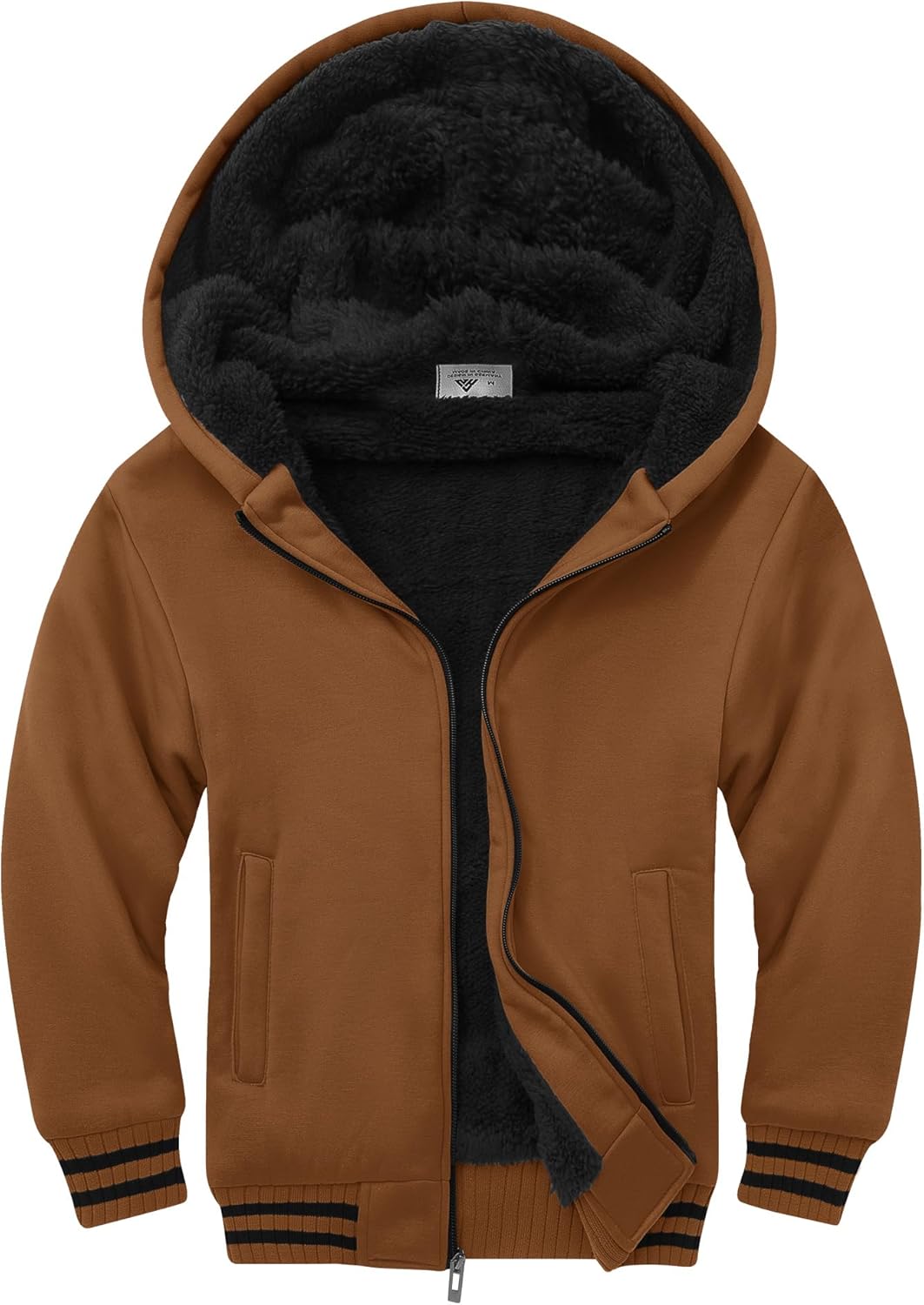 Unisex Fleece Hoodie Sherpa Lined Jacket for Kids Winter Wear