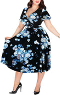 Nemidor Plus Size V-Neck Midi Dress for Curvy Women - Flattering
