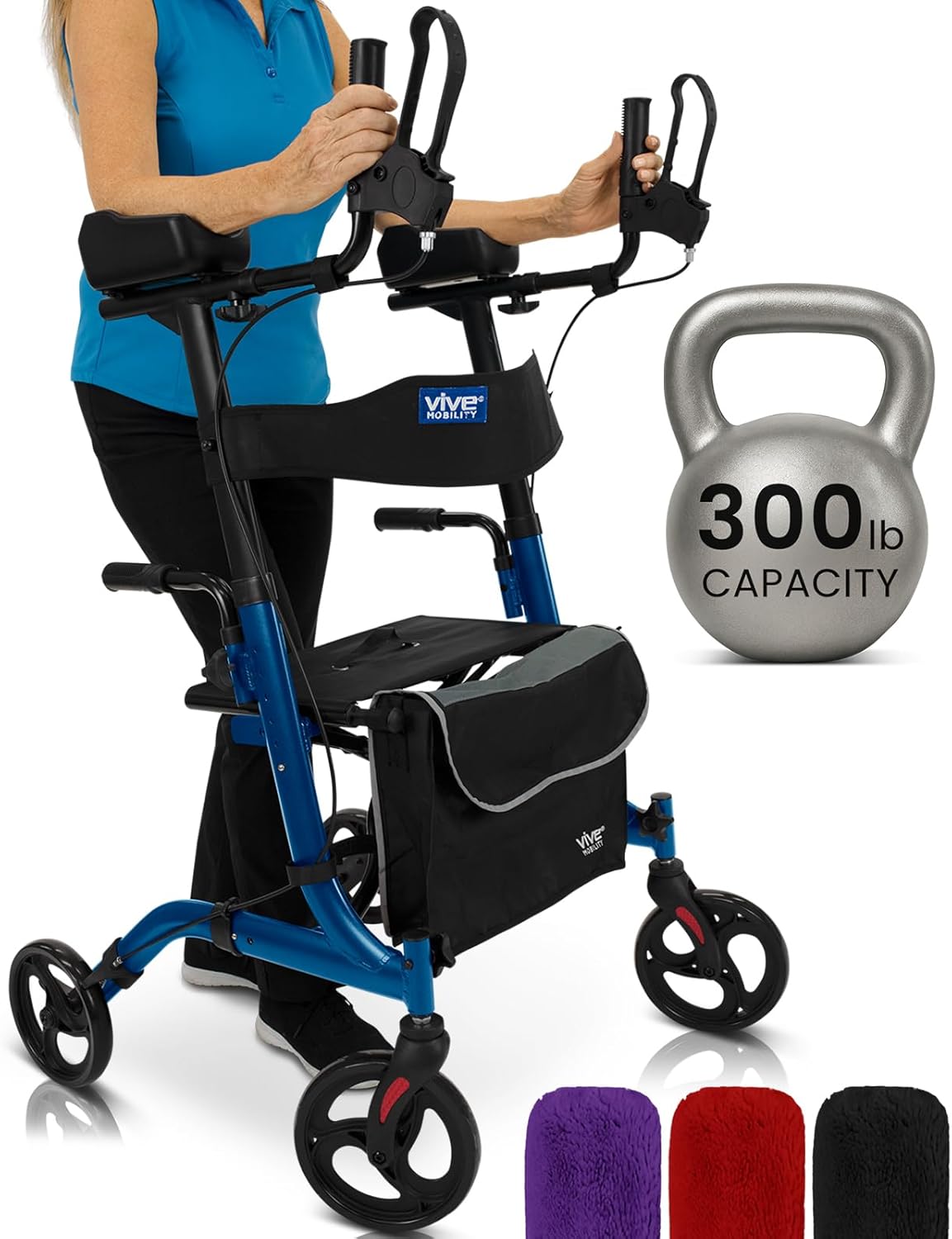 Vive Mobility Upright Walker with Seat for Seniors and Women