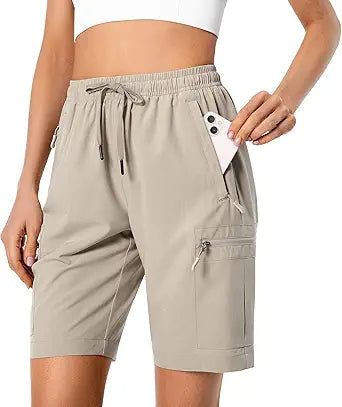 Women's Lightweight Hiking Cargo Shorts for Travel and Golf