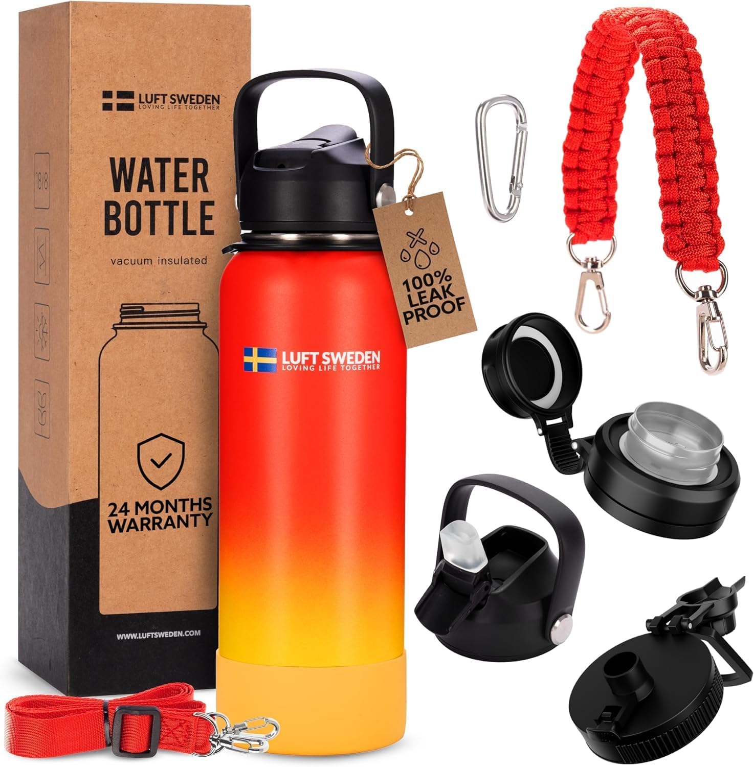 40 oz Insulated Water Bottle with Straw Lid for All-Day Hydration