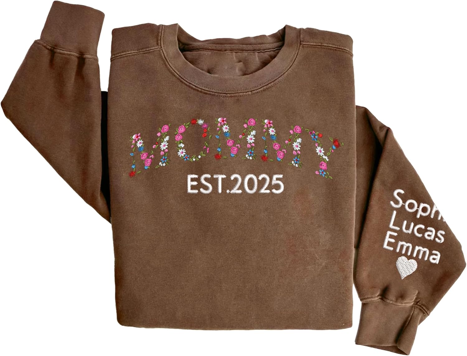 Custom Floral Mama Sweatshirt with Kid Names - Perfect Mom Gift!