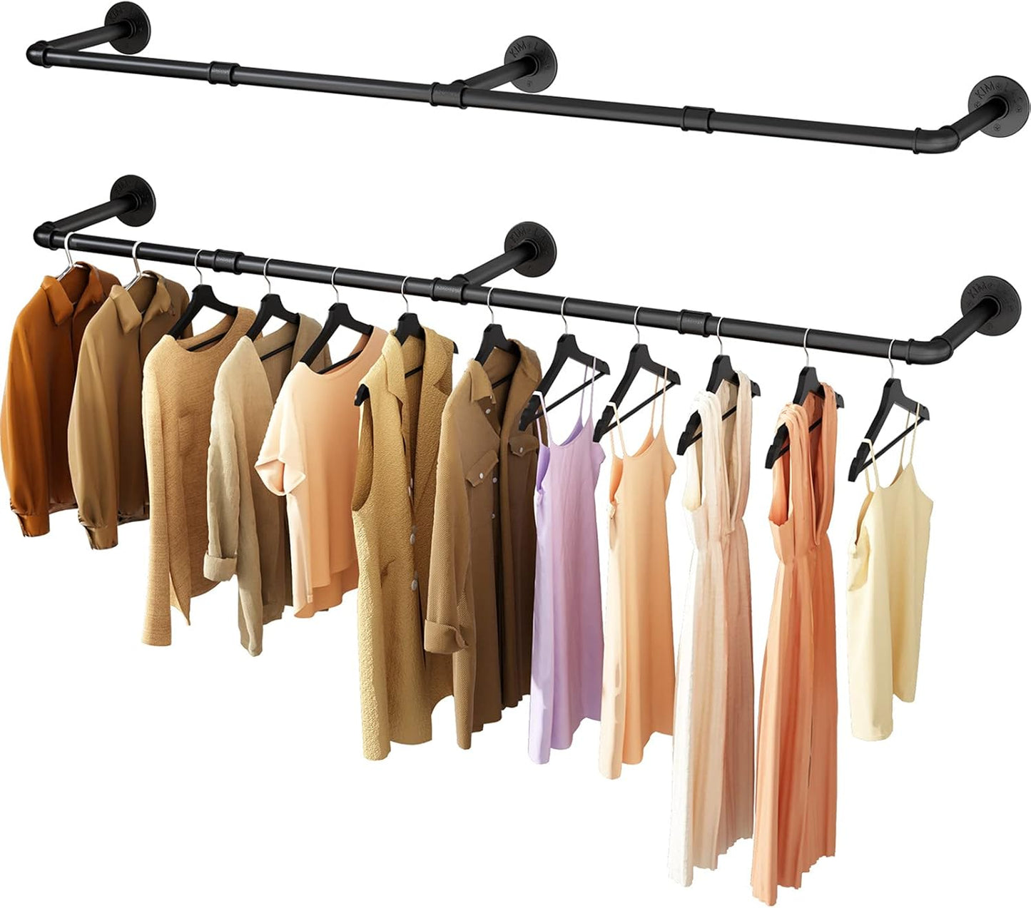Industrial Pipe Wall Mounted Clothes Rack for Space Saving