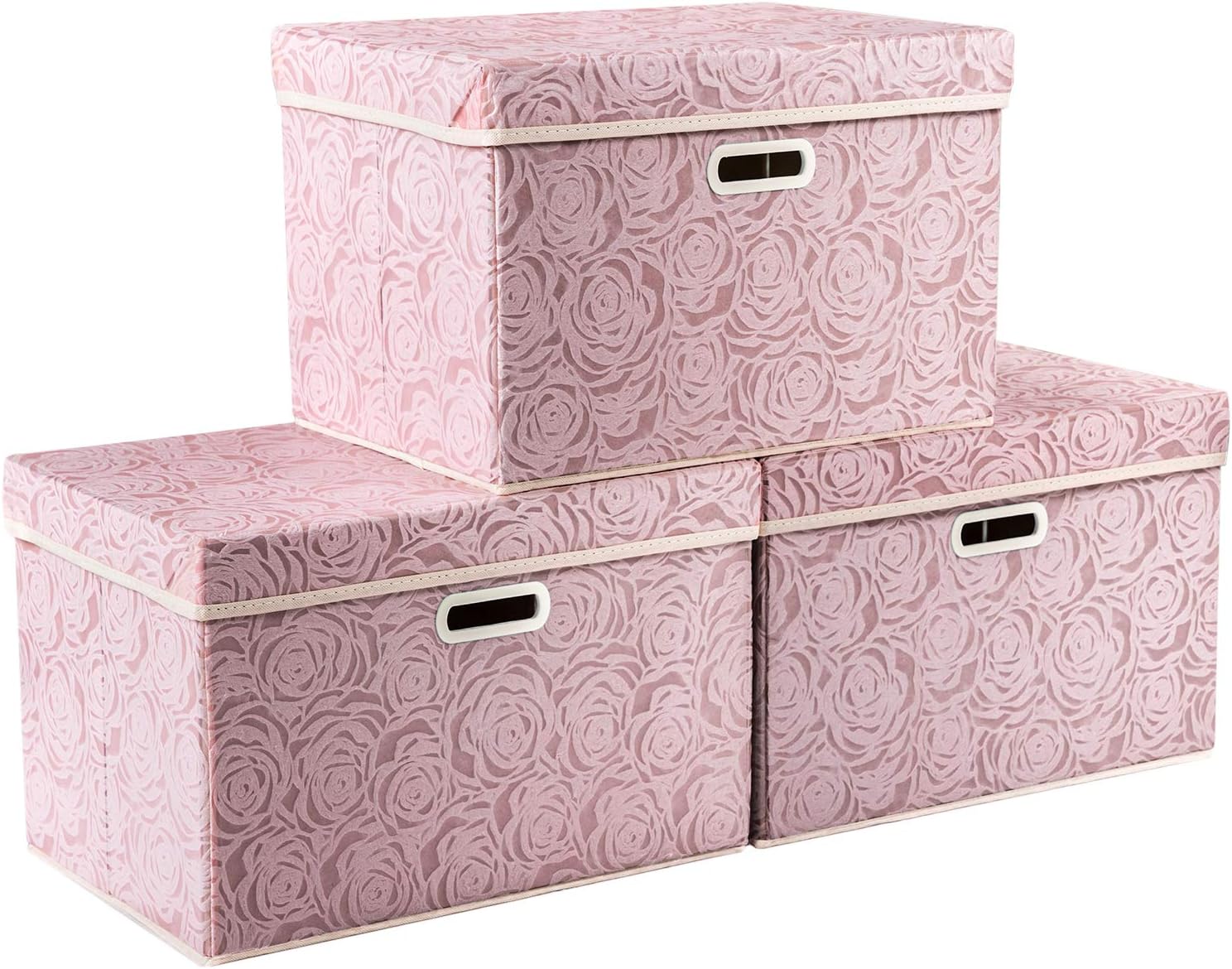 Prandom Foldable Storage Boxes with Lid for Home Organization