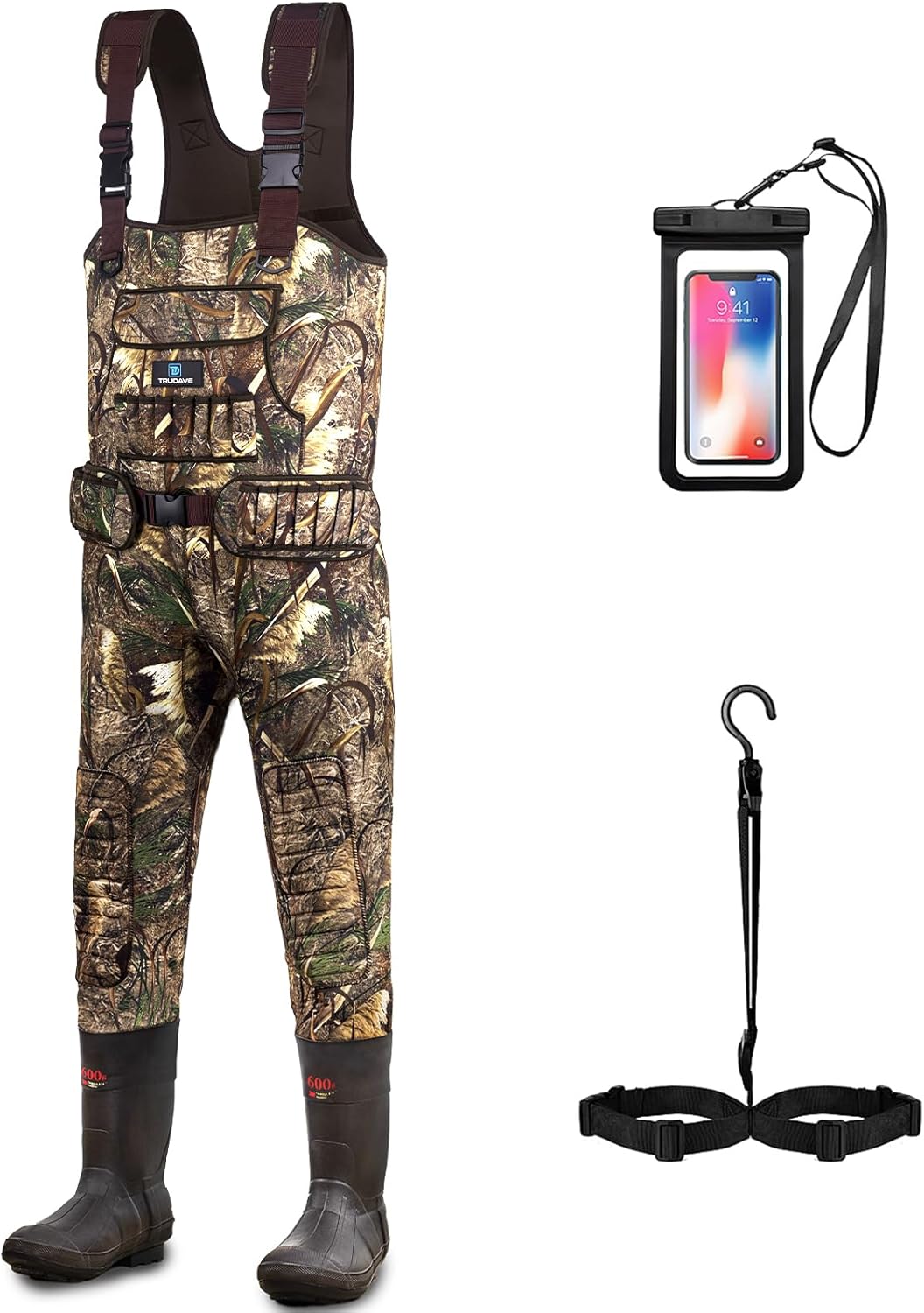Fishing Waders for Men with 600G Insulation and Waterproof Boots