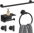 5-Piece Towel Bar Set Black Bathroom Hardware Accessories - Durable