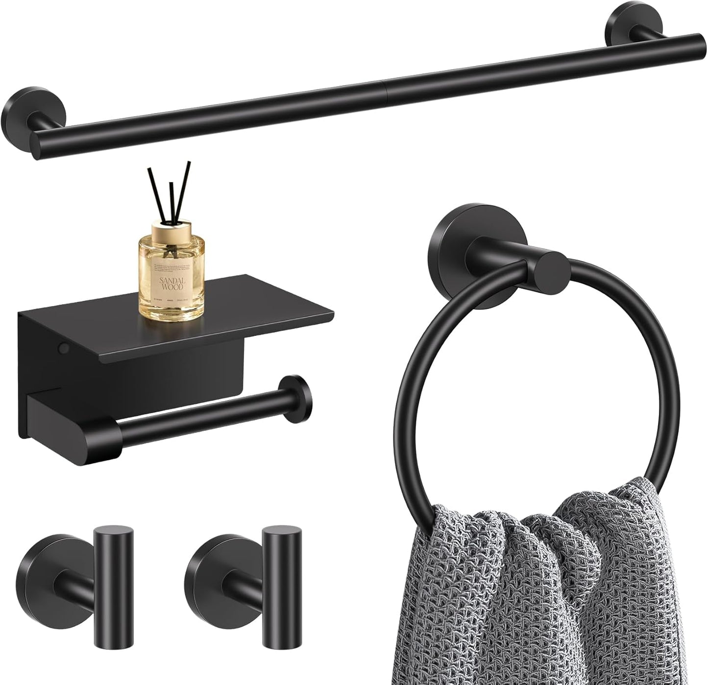 5-Piece Towel Bar Set for Stylish Bathroom Hardware Upgrade