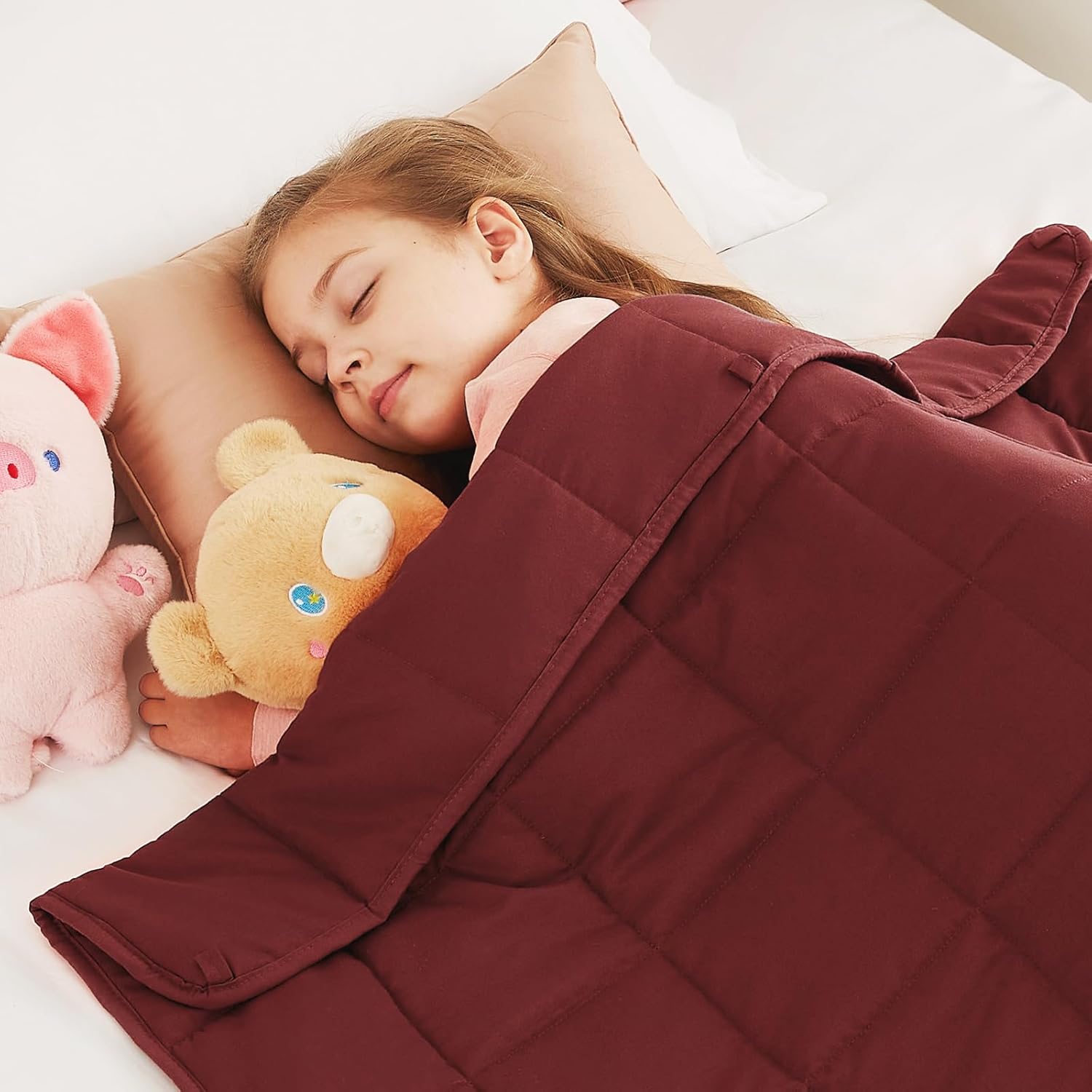 CuteKing Weighted Blanket for Comfort Sleep - 50x60 in Claret Red