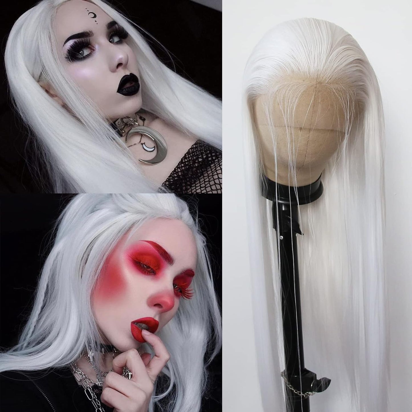 Long Straight Platinum Snow White Lace Front Synthetic Wig Review