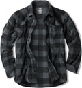 CQR Men's Long Sleeve Heavyweight Fleece Plaid Shirt - Warm Casual