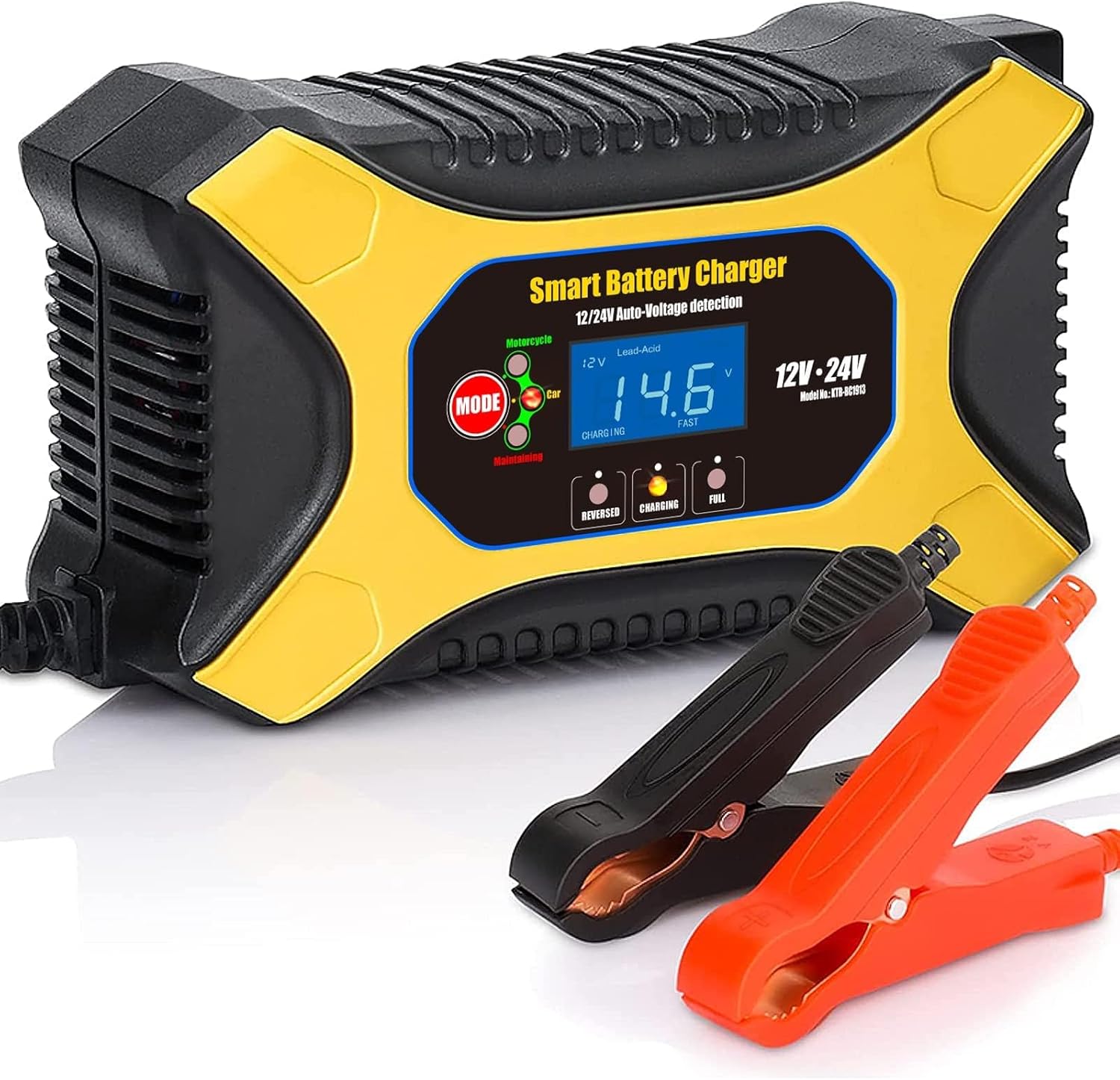 KATBO 6A Auto-Voltage Battery Charger - LCD Display for Motorcycle Car