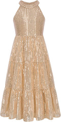 Girls Sequin Maxi Dress for Special Occasions - Elegant Long Party