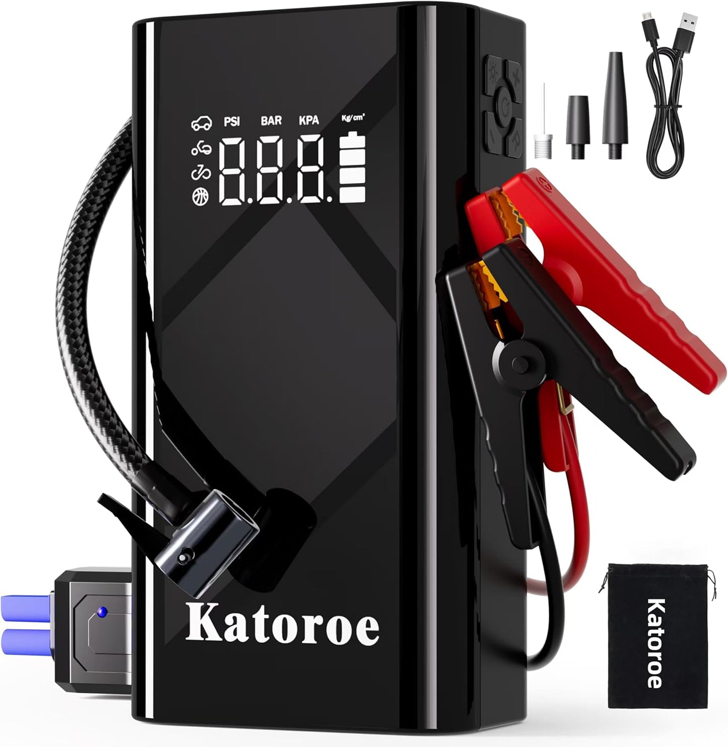 Portable Jump Starter with Air Compressor for 12V Vehicles