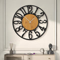 LEIKE Large Silent Wall Clock 20in - Rustic Modern Wood Metal