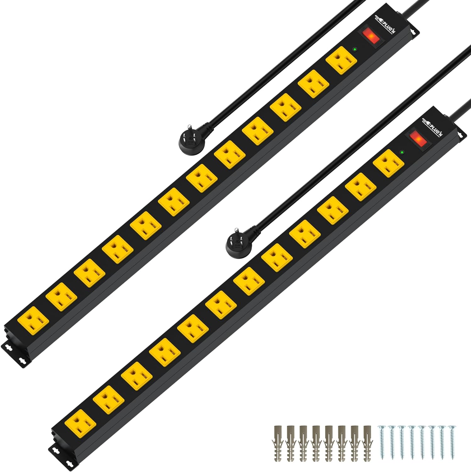 12 Outlet Long Power Strip with 2100 Joules Surge Protection