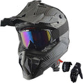 1Storm Adult Motocross Helmet Carbon Fiber Black - DOT Approved