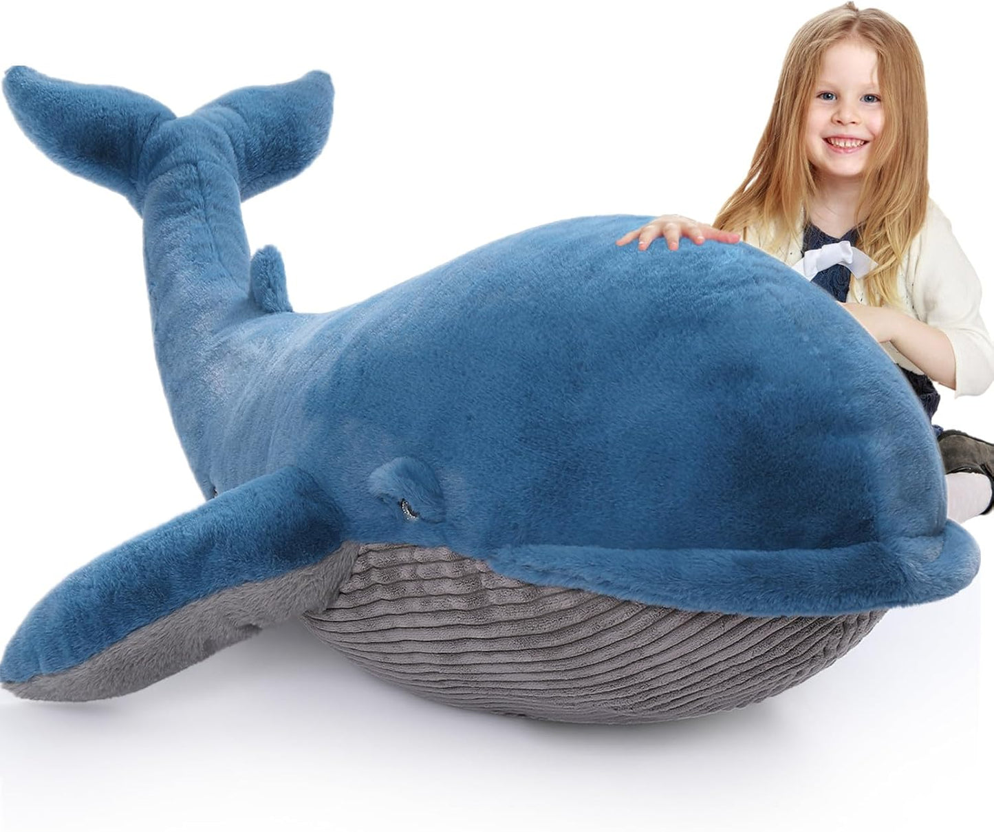 Giant Whale Stuffed Animal 43.3 in Plush Pillow for Kids