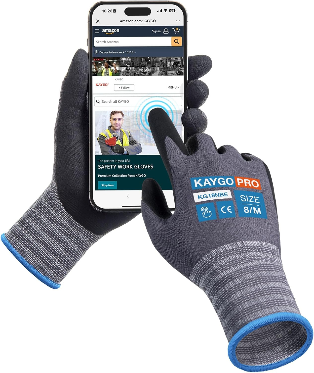 KAYGO Safety Work Gloves with Touchscreen and Superior Grip