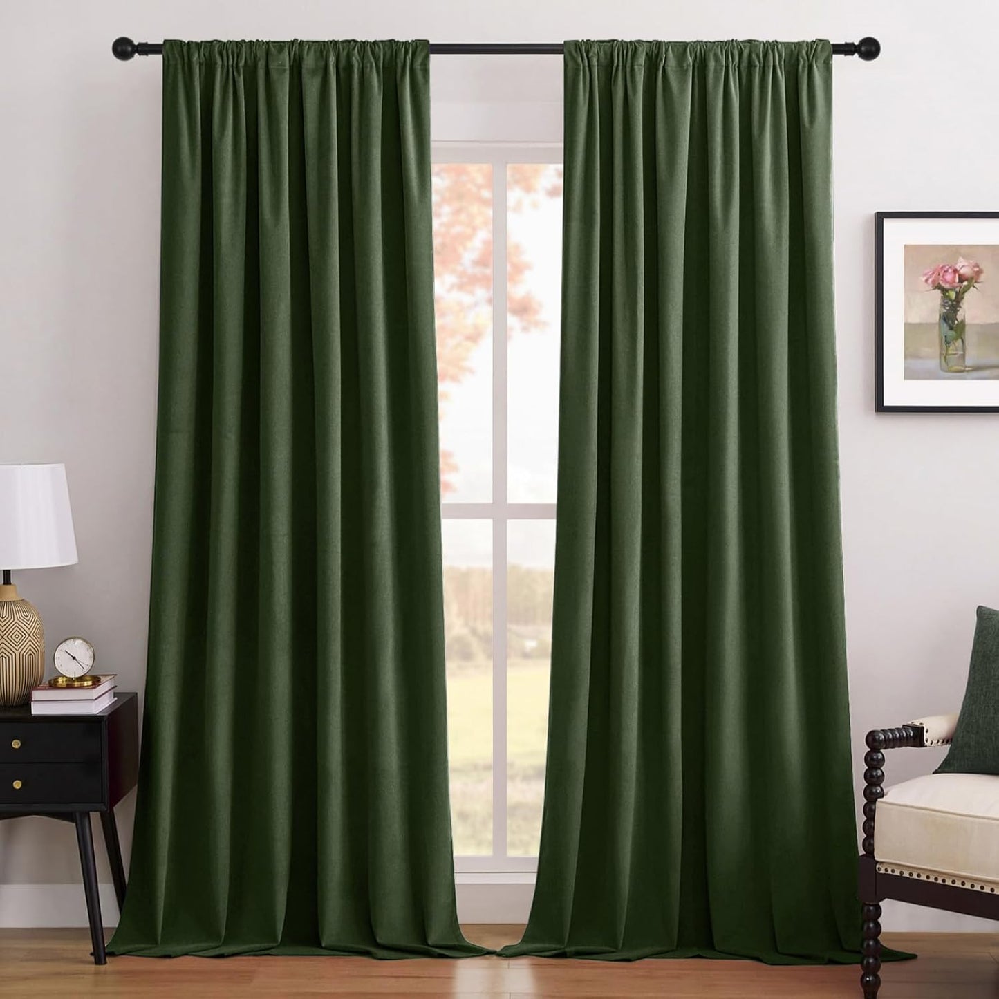 Joydeco Olive Green 100% Blackout Curtains for Luxurious Homes