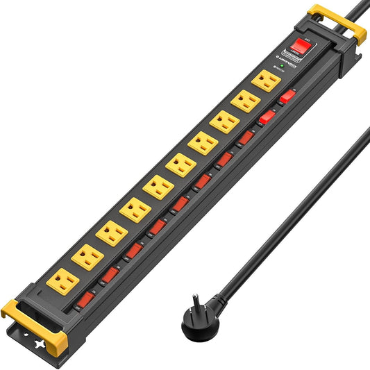 Green Box Innovations: 10-Outlet Surge Protector with Individual Switches