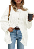 Cable Knit Cardigan Sweater Dress - Cozy Oversized Button Up