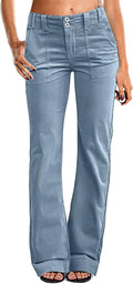 Flamingals Women's Wide Leg Corduroy Pants - Mid Rise Flare