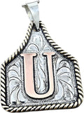 Custom Copper Cow Tag Necklace for Women - Hand Engraved Initial