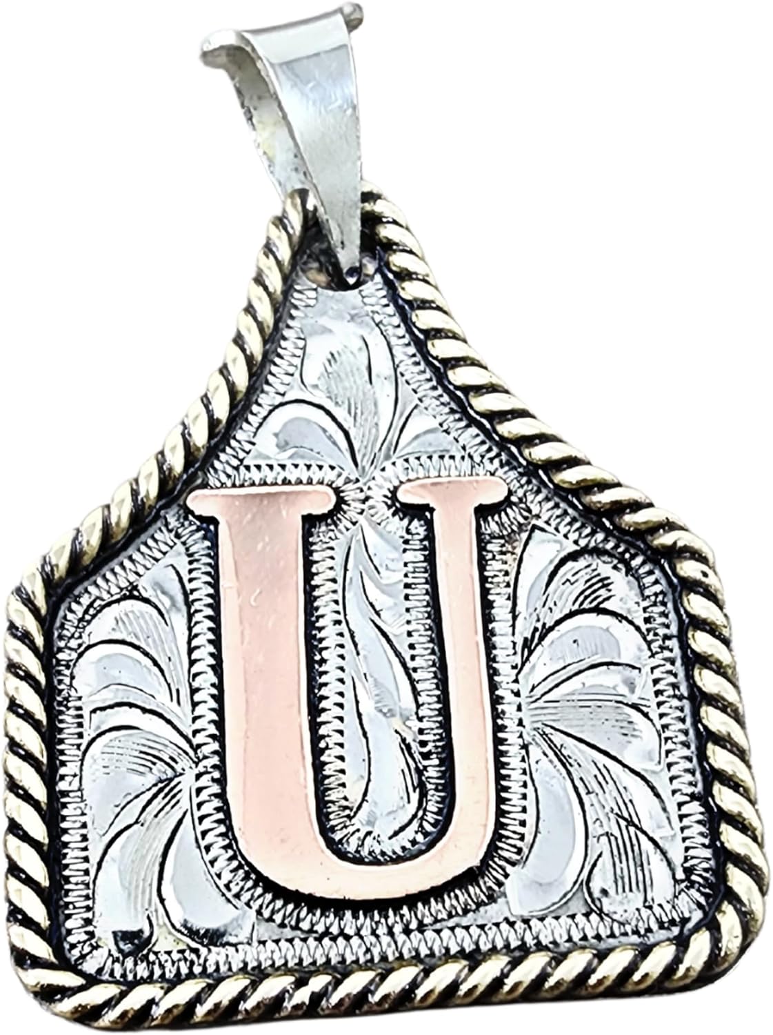 Handmade Cow Tag Copper Initial Necklace for Unique Style