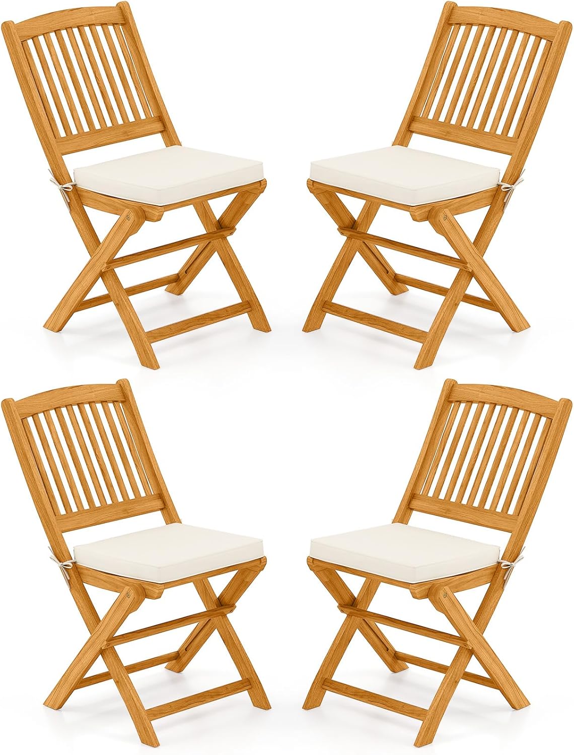 Tangkula 4 Pieces Folding Outdoor Dining Chairs for Comfort