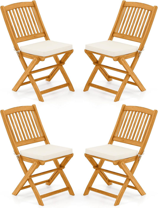 Tangkula 4 Pieces Folding Outdoor Dining Chairs for Comfort