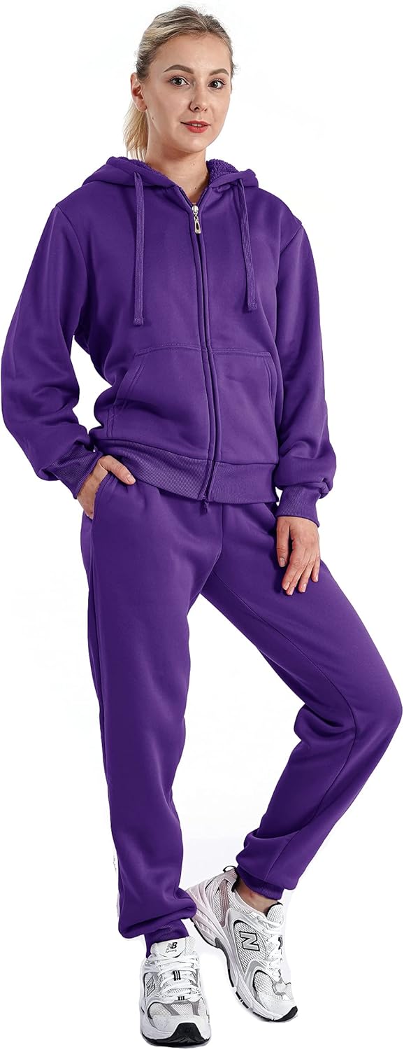 Track Suits for Women Set Sherpa Lined Casual 2 Piece Outfit