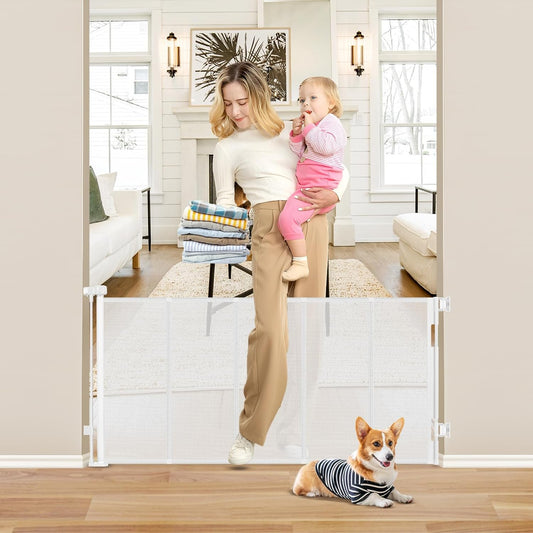 Reinforced 26 Inch Tall Retractable Baby Gates for Safety