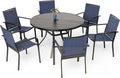 7-Piece Outdoor Dining Set 48in Round Table with 6 Stackable Chairs