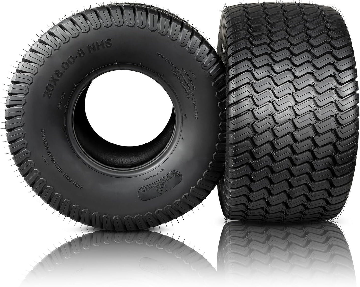 20x8.00-8 Lawn Mower Tire - Durable Turf-Friendly Design