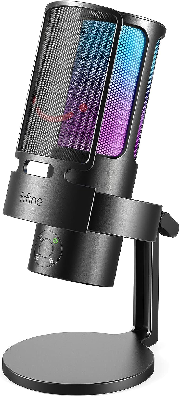 FIFINE Gaming USB Microphone - 4 Polar Patterns for Podcasting