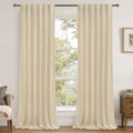 LAMIT Beige Velvet Curtains 120 in Long - Insulated 50% Blackout