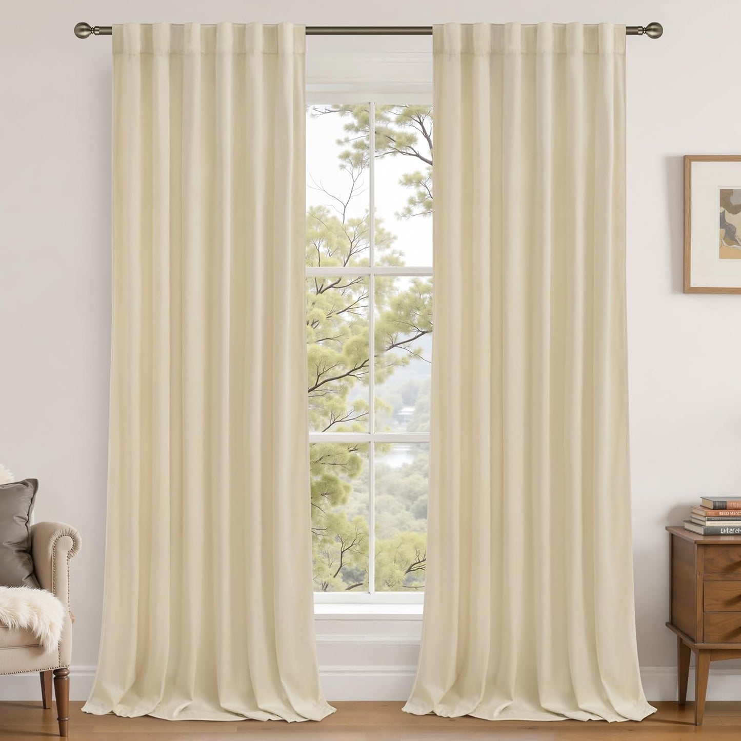 Elegant Beige Velvet Curtains for Living Room and Bedroom