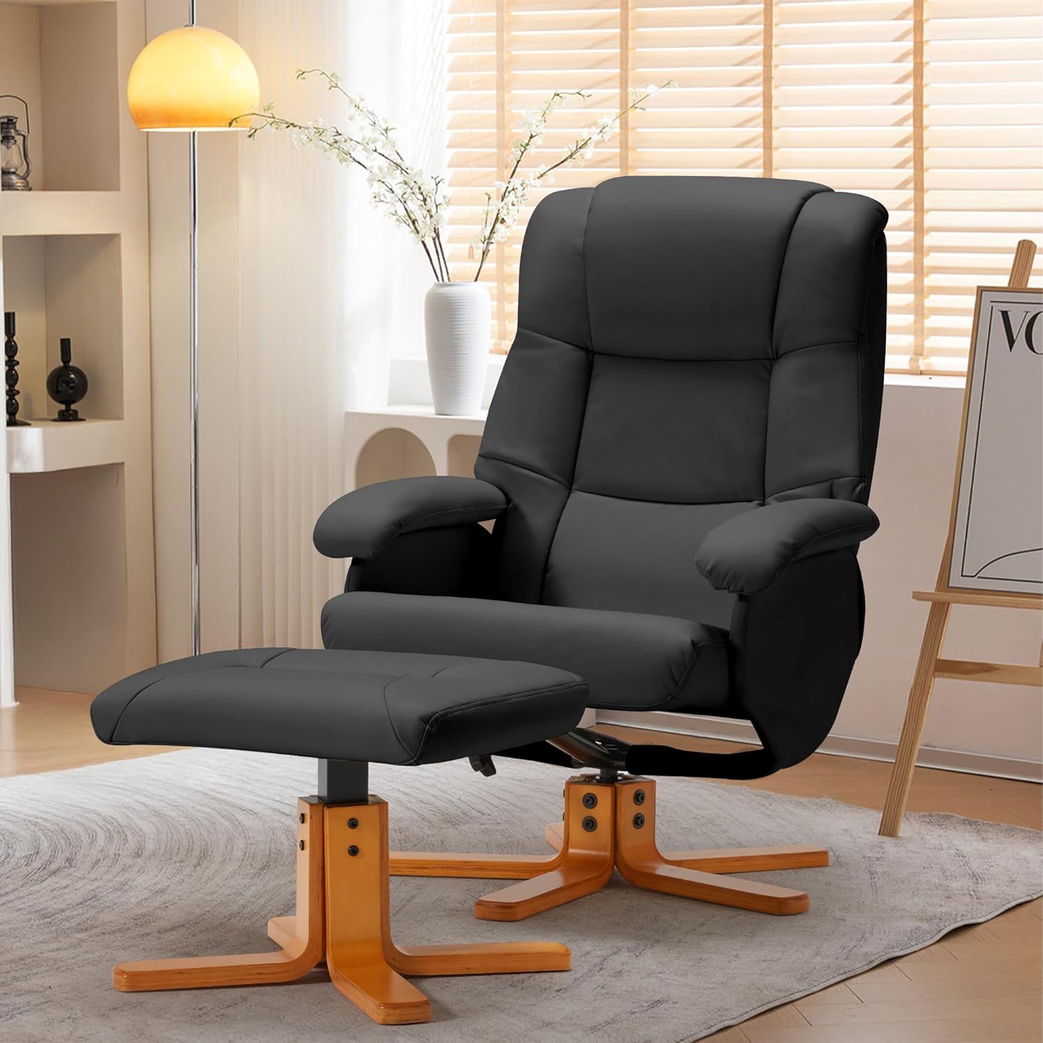 Comfort & Style: Swivel Recliner with Ottoman by BUPPLEE