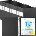 3 Ring Binder 1.5 in Plastic Round Binder 12 Pack - Organize 8.5 x 11