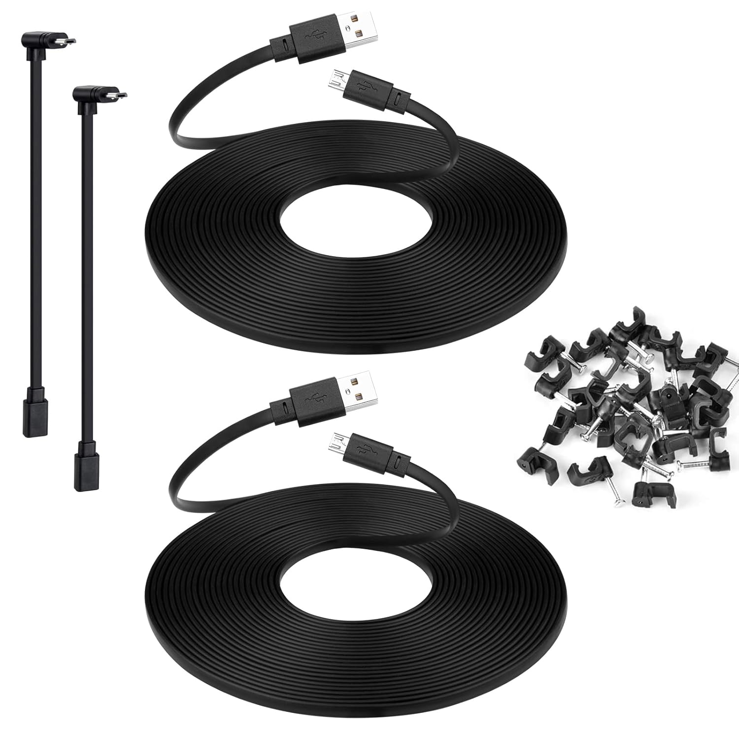 Long Black Micro USB Cable for Security Cameras