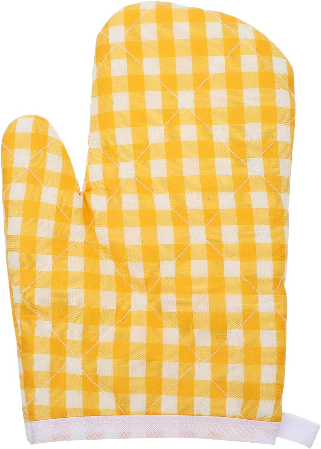 Cute Anti-Scald Kids Oven Mitts in Yellow Checkered - DEARMAMY