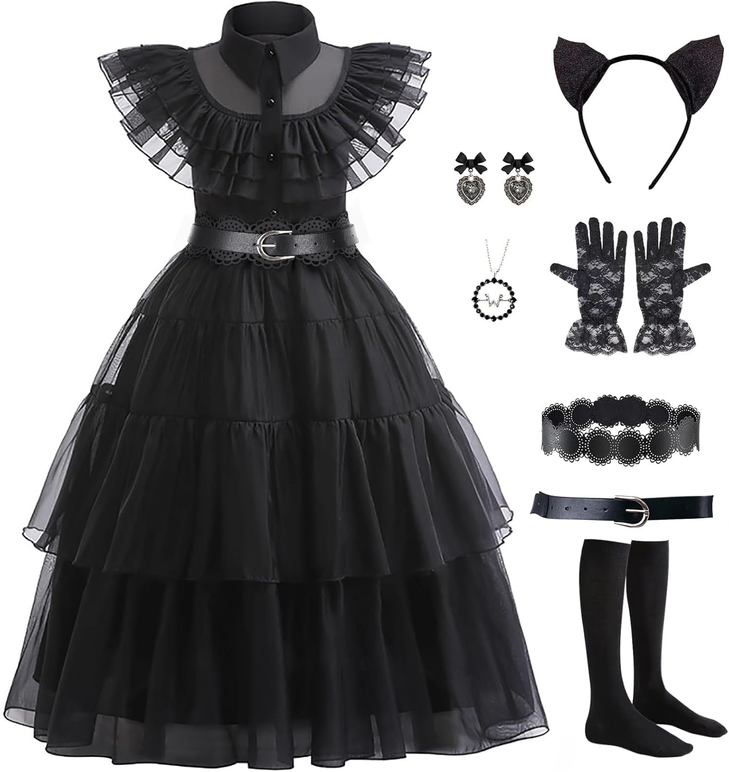 Black Costume Dress for Kids Girls Halloween Party Dress Up